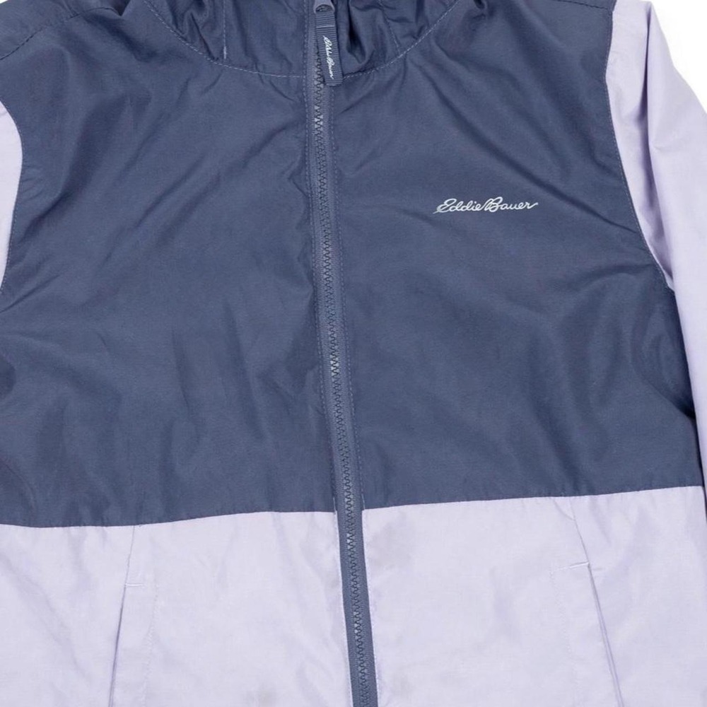 Eddie Bauer Kids Windbreaker Jacket Hooded Full Zip Colorblock Gray M 10/12 - Picture 3 of 8
